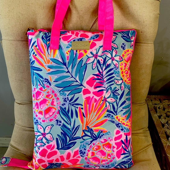 Sac De Plage Lilly Pulitzer DESTINATION Tote - Multi Nantucket Rose Et Bleu - Neuf Avec étiquettes